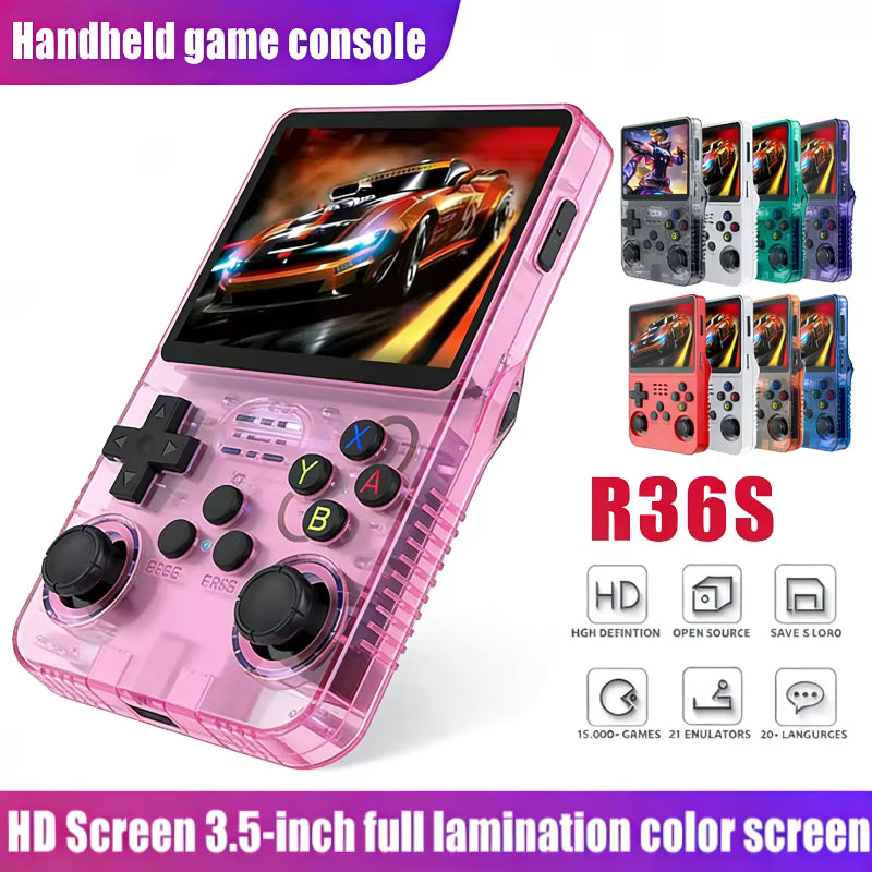 Consola de Videojuegos Retro Portátil R36S, Sistema Linux de Código Abierto, Pantalla IPS de 3,5 Pulgadas, Reproductor de Video Portátil de Bolsillo, 64 GB, 128 GB, Juegos
